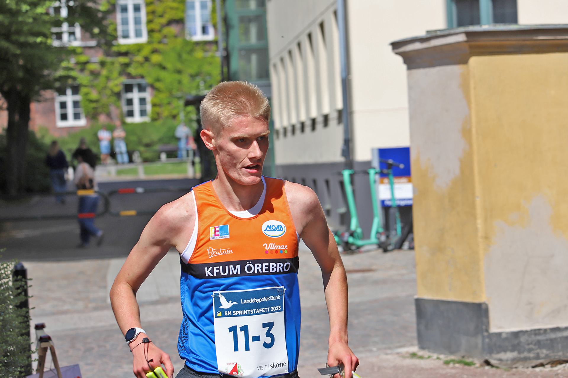 Jonatan Gustafsson under SM i sprintstafett i Lund.