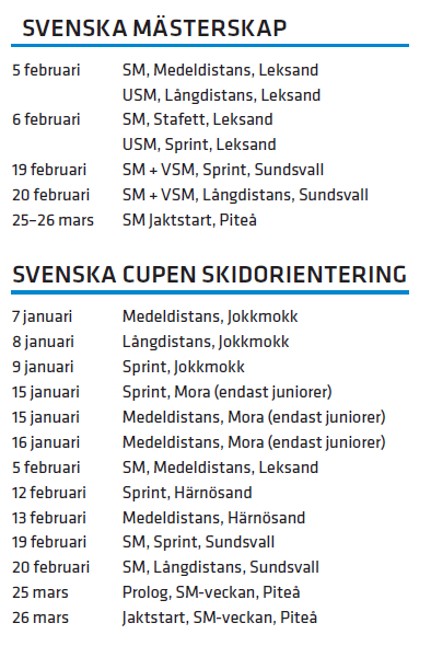 Tävlingsprogrammet för SM och Svenska cupen SkidO klart!