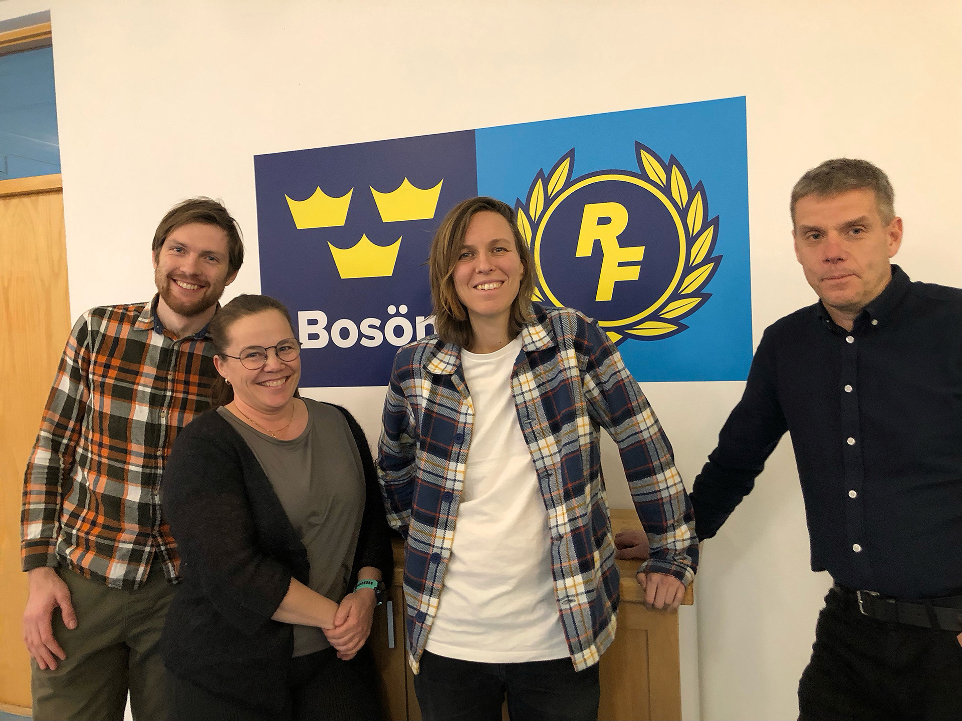 Daniel Hajek, Anna Hansson, Maria Magnusson och Olle Lindman i samband med utbildning på Bosön.